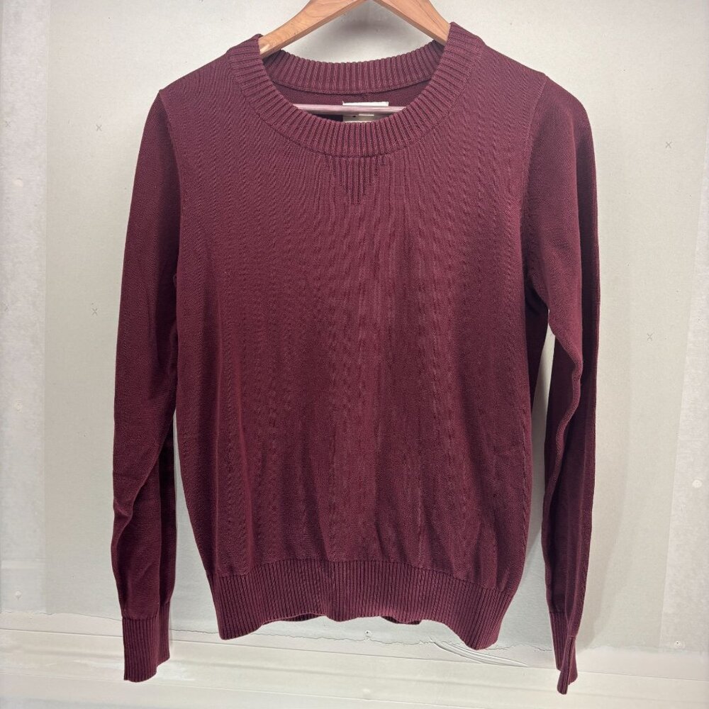 Ladies Burgundy Sweater Medium Pact 100% Organic Cotton Long Sleeve EUC